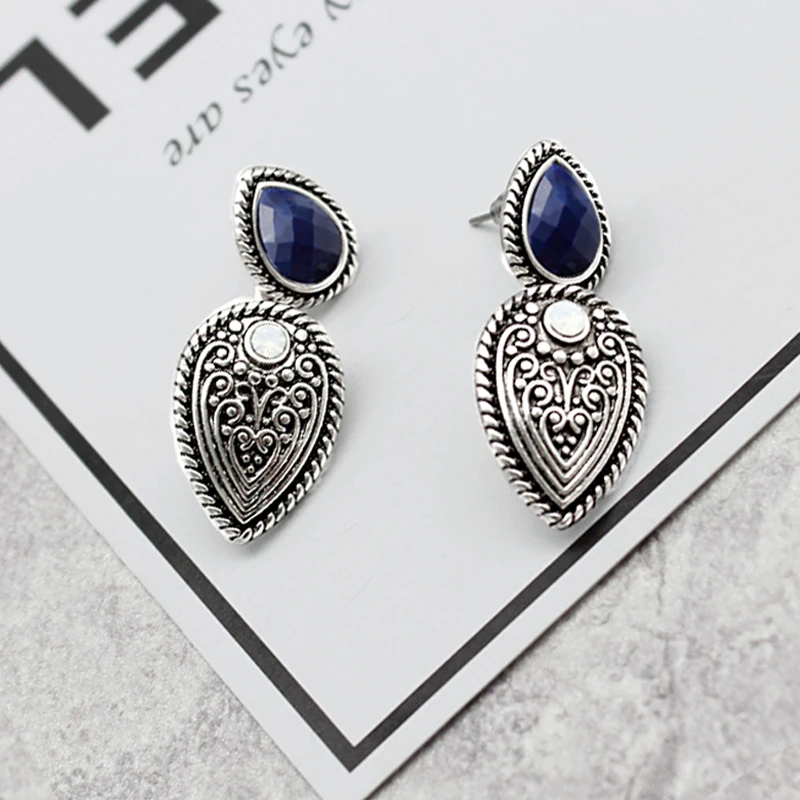 

Fashion Blue Crystal Strass Water Drop Pendant Earrings Women's Party Fashion Jewelry Wedding Vintage Crystal Earrings Brincos