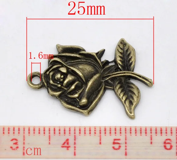 DoreenBeads из металлического сплава подвеска кулон цветок античной бронзы 25 мм (1 &quot)x