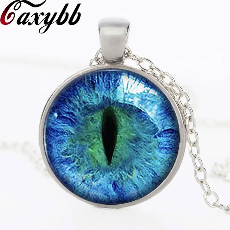 Blue Dragon Cat Eye Necklace Pendant Fantasy Picture Photo ...