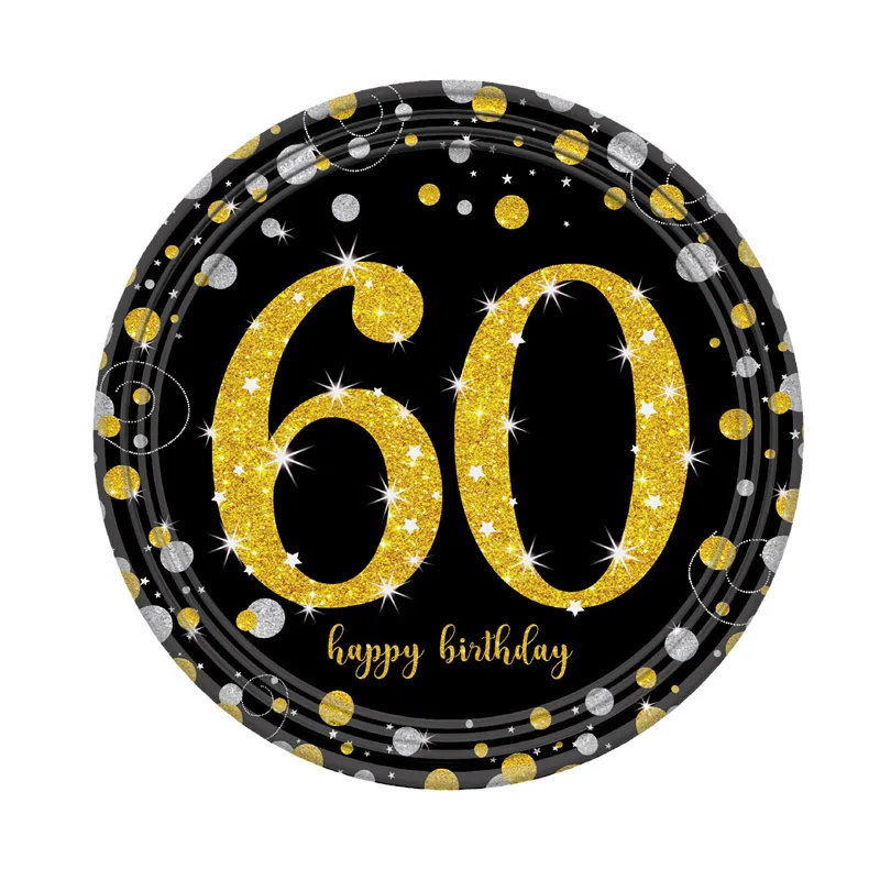 18/21/30/40/50/60th Happy Birhtday Party Tableware Sets Latex Air Confetti Balloon Plates Cups Napkin Tablecloth Supplies Decor