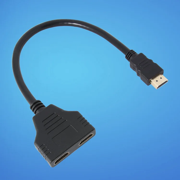 100pcs Hot HDMI Male to 2 HDMI Female 1 in 2 out Splitter Cable Adapter Converter Support 480i