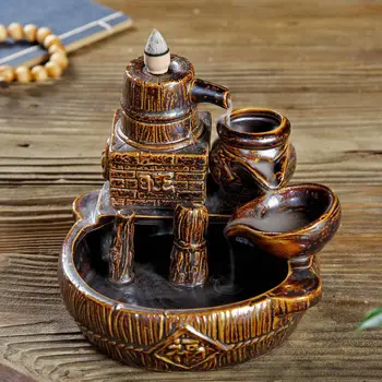 

Retro Smoke Waterfall Backflow Incense Burner Incense Cone Sticks Holder Ceramic Zen Censer Chinese Traditional Incense Crafts