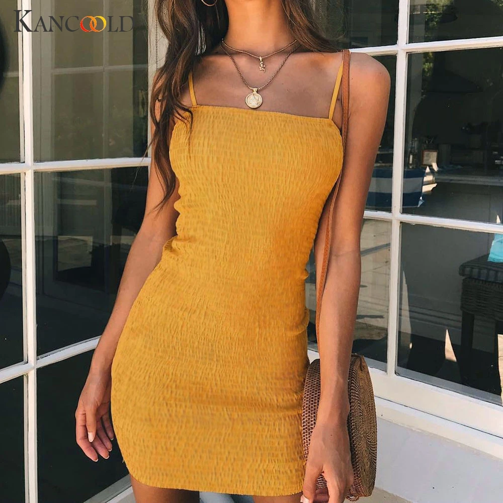 

KANCOOLD Dress Women Summer Sling Sleeveless Holiday Party Mini Dress Sheath sexy Brief fashion new Dress women 2019JAN30