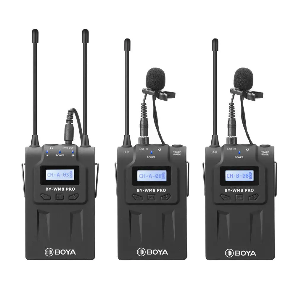 

BOYA BY-WM8 PRO K2 UHF Dual Channel Wireless Microphone for Canon Nikon DSLR Cam with LCD display Dual-Channel Wireless Receiver