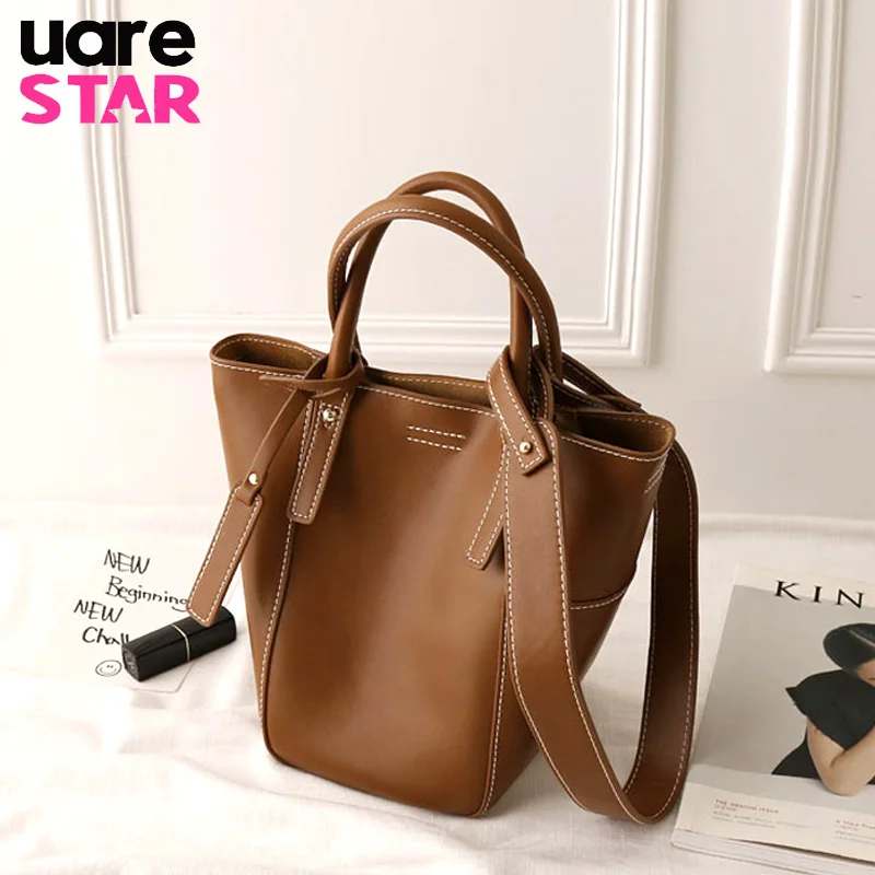 

2018 genuine leather women's shoulder bags women's bucket crossbody bags famous brand designer ladies shoulder messenger bags