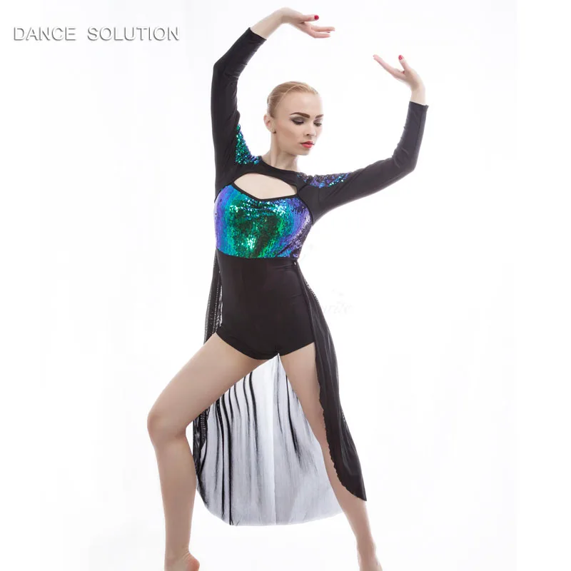 

Girls and Women Ballet, Lyrical and Contemporary Dance Costumes Long Sleeve Sequin Dress with Boyshort Design 11 Sizes 17305