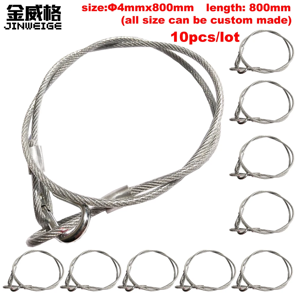 

Free Shipping 10pcs/Lot 4mm Diameter 80cm Long Steel Wire Safety Ropes Security Cable Safety Stage Light Connector Rope Cable