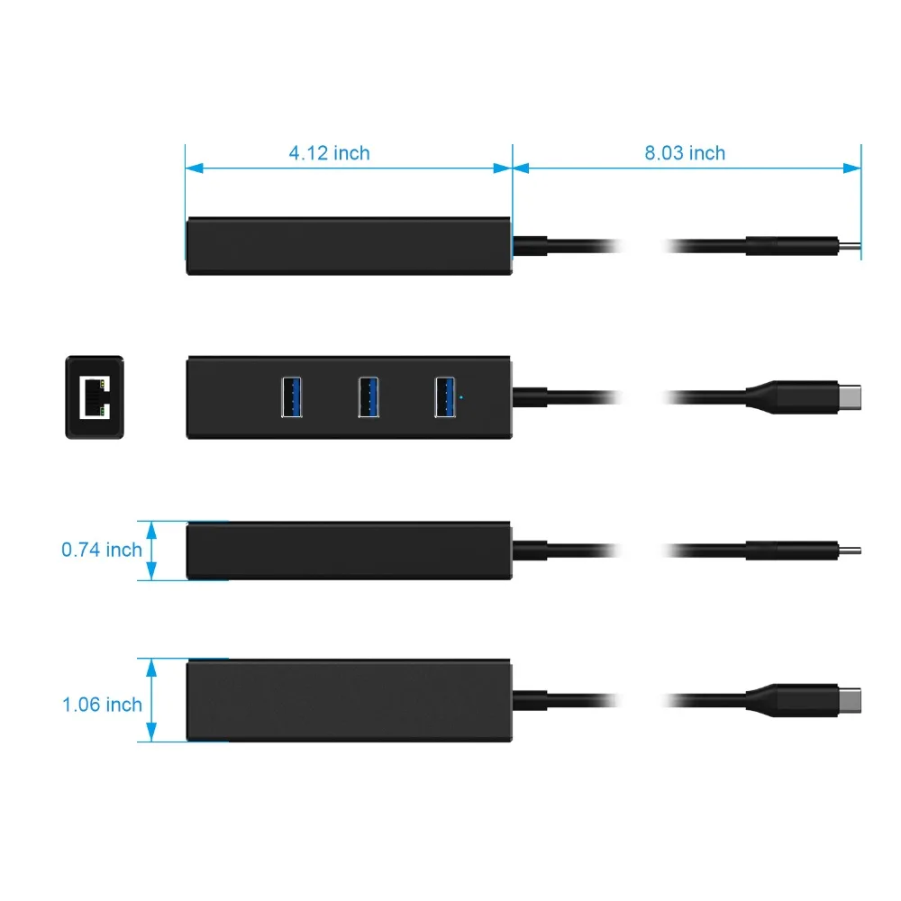 JZYuan USB C к Ethernet адаптер для MacBook Pro с Type 3 0 концентратор порта RJ45 гигабитная сетевая