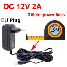3 Meters EU Plug AC/DC Power adapter charger 3M Power Cable for CCTV Camera AC 100-240V DC 12V 2A (2.1mm * 5.5mm) ac 100 240v dc 12v 1a eu plug ac dc power adapter charger power adapter for cctv camera 2 1mm 5 5mm