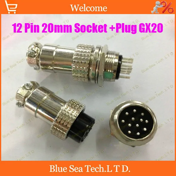 12 Pin 20mm Male & Female Wire Panel Connector kit GX20 Socket+Plug,RS765 Aviation plug