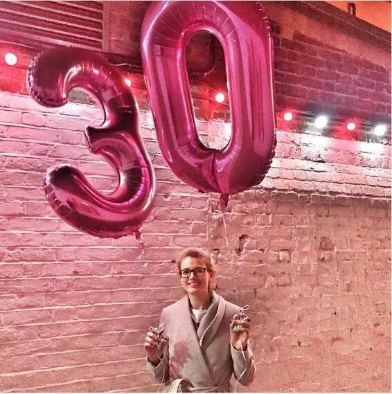 Set of 2 Colorful 30th Birthday Foil Balloons - Pink, Blue, Gold Party Decorations