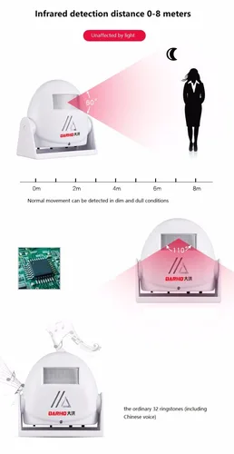 Darho 매장 방문객 고객 딩동 헬로 웰컴 차임, 입구 알람, 인사 경고 초인종, 로트당 4 개 3