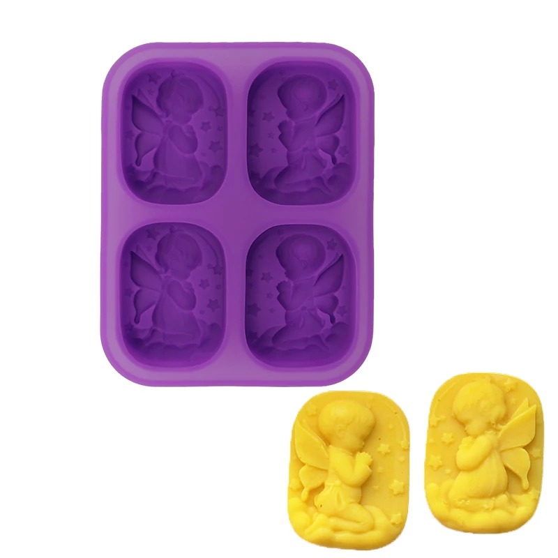 

Silicone Handmade Soap Mold Angel Shape Aromatherapy Wax Moulds Baking Chocolate Desserts Tools