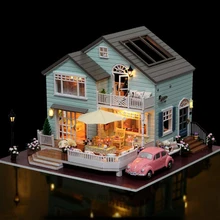 DIY деревянный кукольный дом кукольные домики ручной работы миниатюрная кукольная мебель светодиодный LED кукольный домик игрушечные лошадки для детей Рождественский подарок