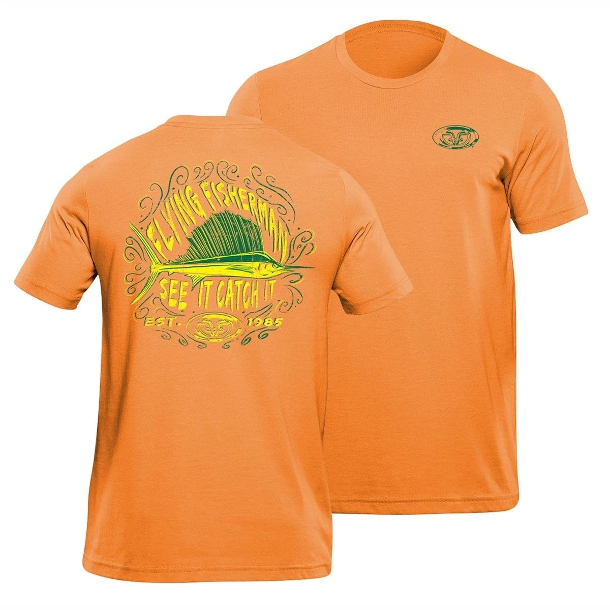 Flying Fisherman T1712OXL Chalk Sailfish T-Shirt Orange - Extra Large (1)