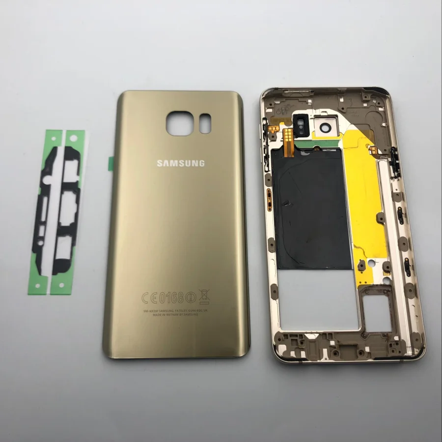 Note5 полный корпус чехол задняя крышка+ Передний экран стекло объектив+ средняя рамка для samsung Galaxy Note 5 N920 N9200 двойная карта