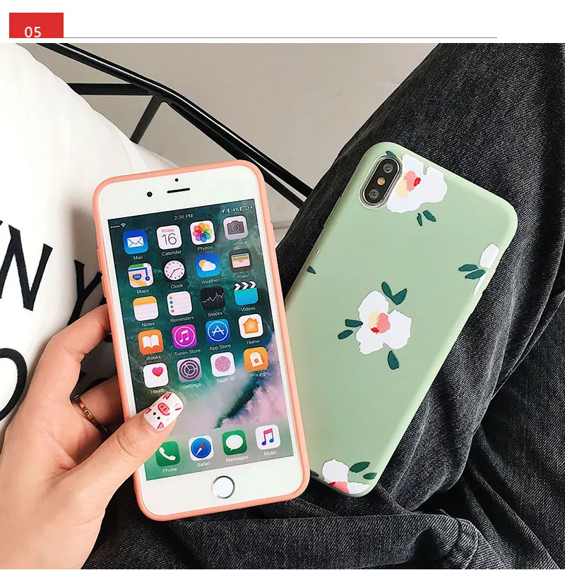 Flower Floral Soft Silicone For iPhone 6 7 8 Plus 6S X Cases Soft Cover Phone Case For iPhone XS XR Max 6 S Plus Cases Coque TPU (18)