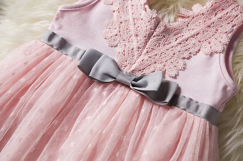 U-SWEAR 2019 Новое поступление Детские Цветочные платья милое кружевное v-образным вырезом без рукавов лук мягкий шифон бальное платье для