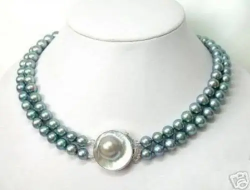 

Free shipping >>>>>New 7-8mm 2 rows real pearl necklace & pearl clasp