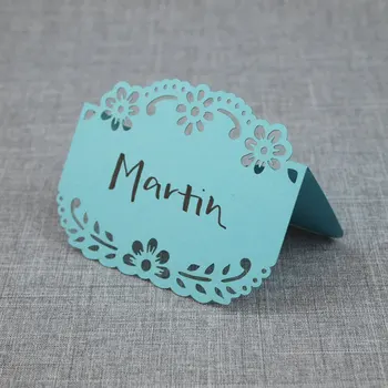 

Laser cut Blue name Papel Picado Inspired Place Cards,party supplies, Escort table cards, Elegant food tents,table cards