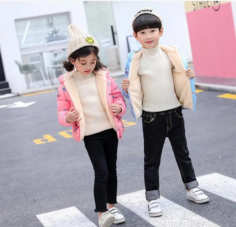 COOTELILI Thicken Velvet Baby Boys' Winter Clothing Warm Kids Girls Jacket Cotton Fleece Baby Girls Clothes 90-130cm (14)