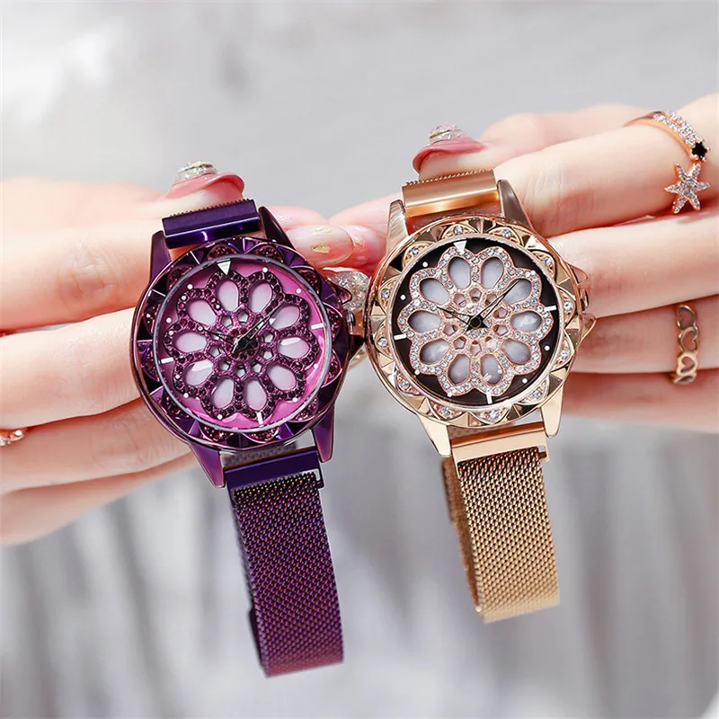 

Rotating dial Luxury Women Watches Ladies Magnetic Starry Sky Clock Fashion Diamond Female Quartz Wristwatches relogio feminino