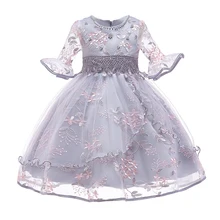 Новые зимние детские платья для девочек, костюм, элегантное платье принцессы с юбкой-пачкой, платье с цветочным узором для маленьких девочек на свадьбу, вечеринку, Рождество, детское платье, vestido, 3, 4, 5, 6, От 8 до 10 лет