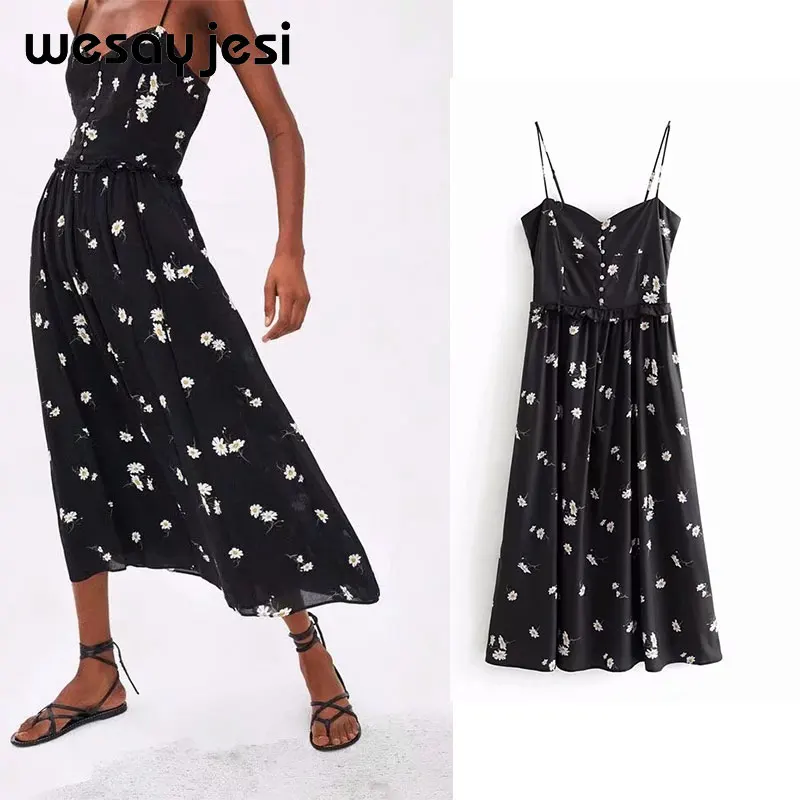 

2019 summer spring dress women vestidos england style sleeveless flower print mid-calf dress vestidos de fiesta party dress