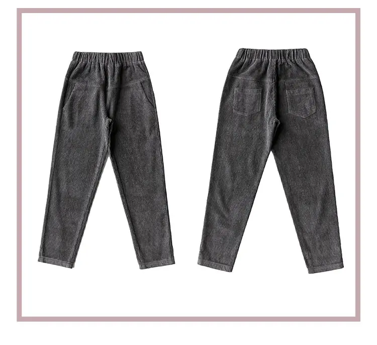 Большие размеры, S-3XL,, женские вельветовые брюки, Осень-зима, винтажные модные прямые брюки, повседневные штаны-шаровары с эластичной резинкой на талии для девочек