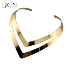 UKEN в стиле панк Высокое качество выдалбливают геометрический крученое ожерелье ожерелья для мужчин для женщин Мода сплав Воротник себе ЮВЕ