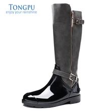 TONGPU/женские зимние ботинки женские черный и серый ПВХ Водонепроницаемый на молнии зимние сапоги 154-284