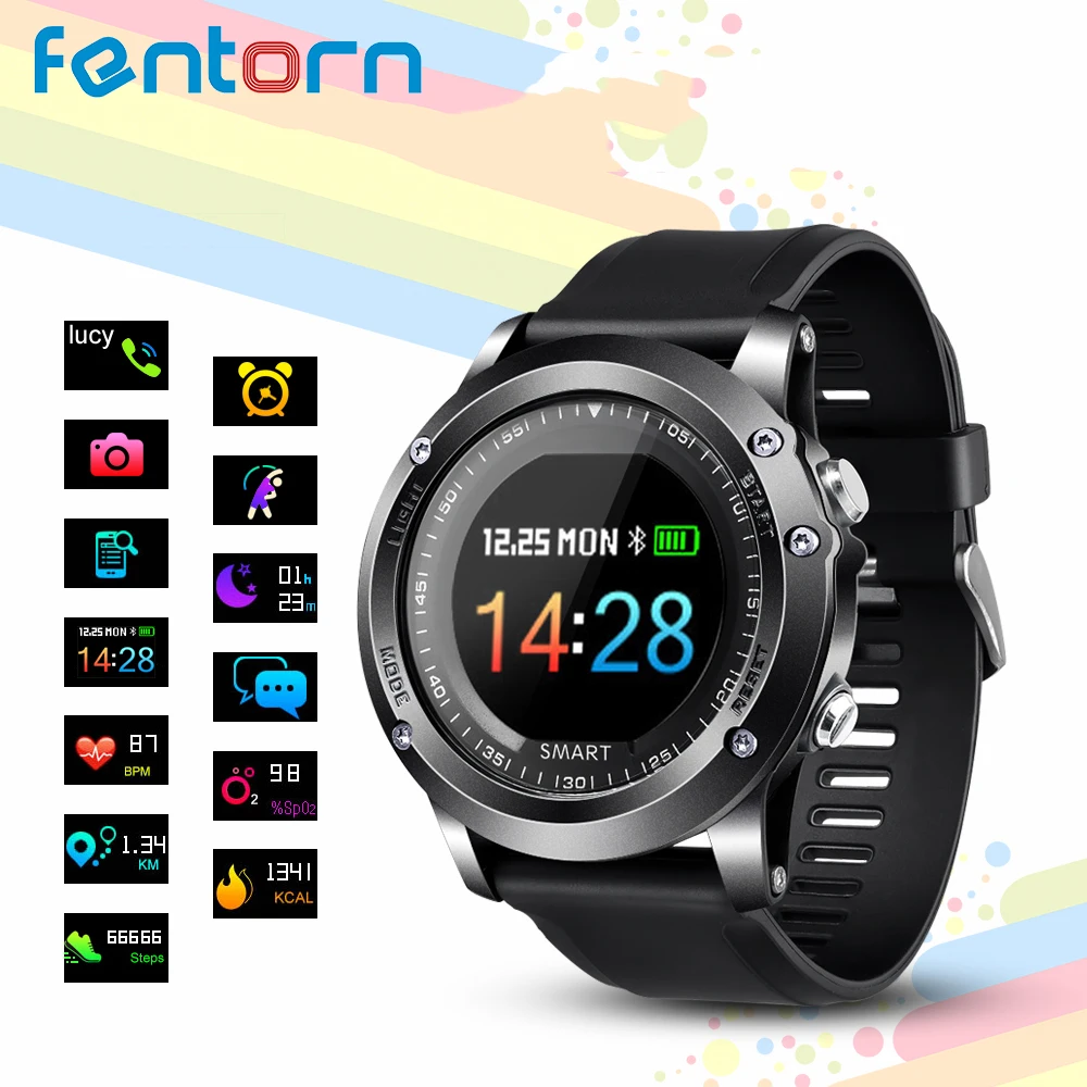Fentorn T2 Smart Watch IP68 Waterproof Heart Rate Blood Pressure oxygen monitor Outdoor Sport Bluetooth Smartwatch