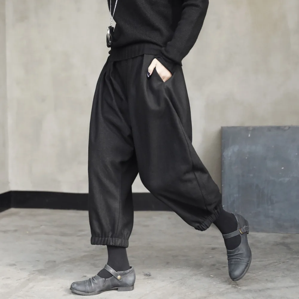 27-44 New 2019 men and women clothing Fashion GD Hairdresser Woollen cloth made of pleated fabric plus size Capri pants costume