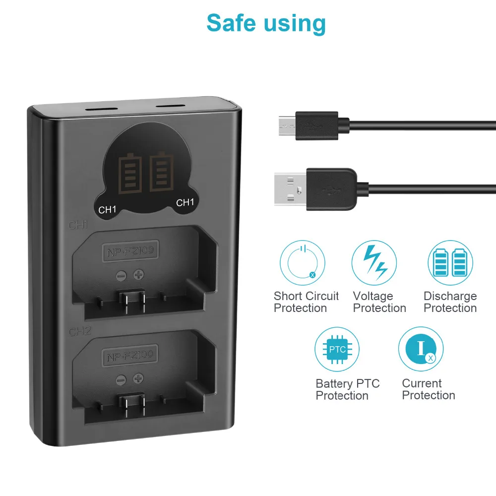 Battery Charger Adapter For Sony NP-FZ100 Battery For Sony ZV-E1 FX3 FX30 A1 A9 II A7R V A7S III A7 IV A6600 A7C Camera