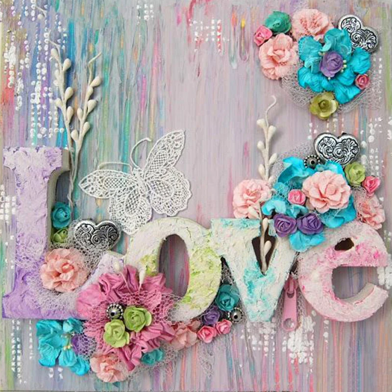 

5d Diy Diamond Painting Cross Stitch Diamond Mosaic Love Flowers diamond embroidery rhinestones KBL