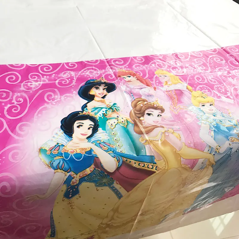 10 Дети Принцесса праздничный набор столовой посуды тарелки салфетки баннер для вечеринки в честь Дня Рождения украшения Конфетница наборы; детский душ - Цвет: tablecloth x1