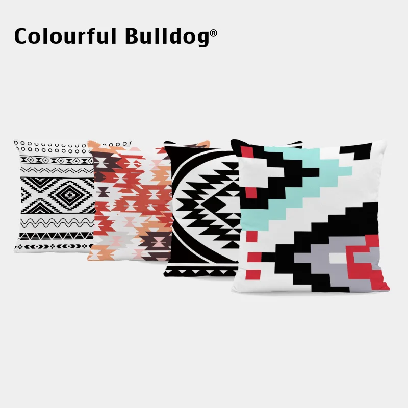 

Colored Geometric Throw Cushion Cover Diamond Red Aztec Purple Arrow Blue Pillowcase Animal Antlers Home Decorative Cover Pillow
