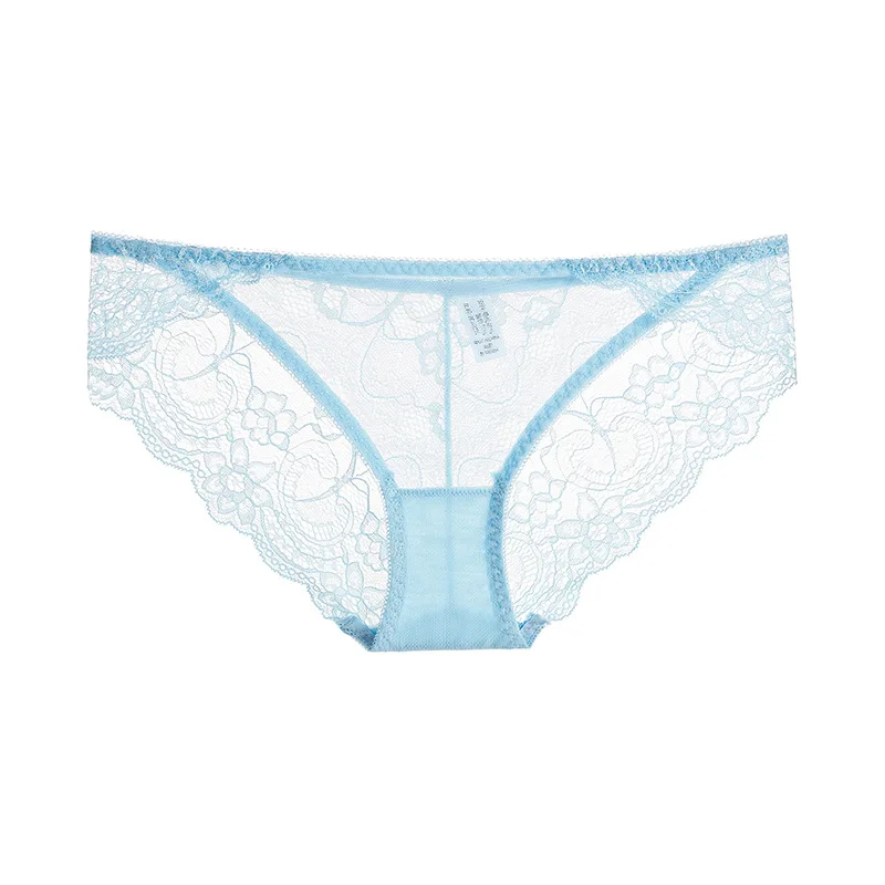 Light blue BEFORW, однотонное женское нижнее белье, трусики, комфортные, средняя талия, кружевные сексуальные трусики, полые прозрачные трусики, Бесшовные женские трусики - Цвет: Light blue