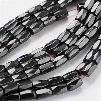 

20Strands Black Magnetic Synthetic Hematite Tube Beads Strands for Jewelry Making DIY Bracelet about 5mm in diameter, 8mm long