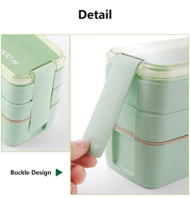 BPA бесплатно 3 слоя Ланч-бокс экологически чистый материал портативная коробка для бенто Microwaveble контейнер для хранения продуктов с посуда для детей