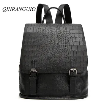 

QINRANGUIO Women Backpack Large Capacity PU Leather Backpack Women 2019 School Bags for Teenage Girls Top-handle Black Backpack
