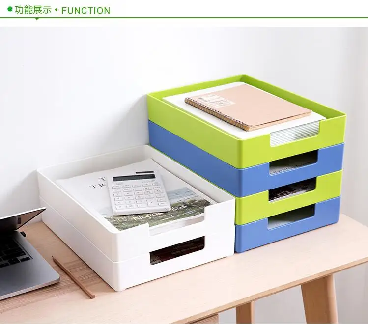 A4 Paper Superimposed Desktop Files Storage Rack Box Plastic Letter Tray Office 