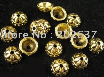 

FREE SHIPPING 300pcs Alloy Metal Antiqued gold plt floral bead caps A530G