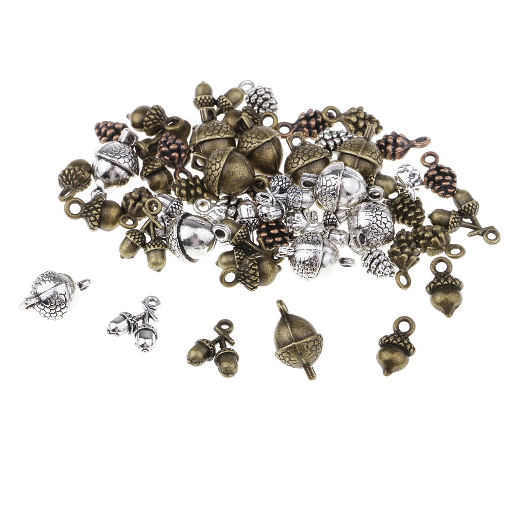 50pcs Xmas Pine Cone Pendants Charms DIY Kids Christmas Hair Accessories Findings Bracelet Necklace Earrings Pendants