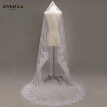 Кружевные края в 3 м слоновая кость/Белый цвет Свадебная фата Лучшая свадебные аксессуары длинные фаты