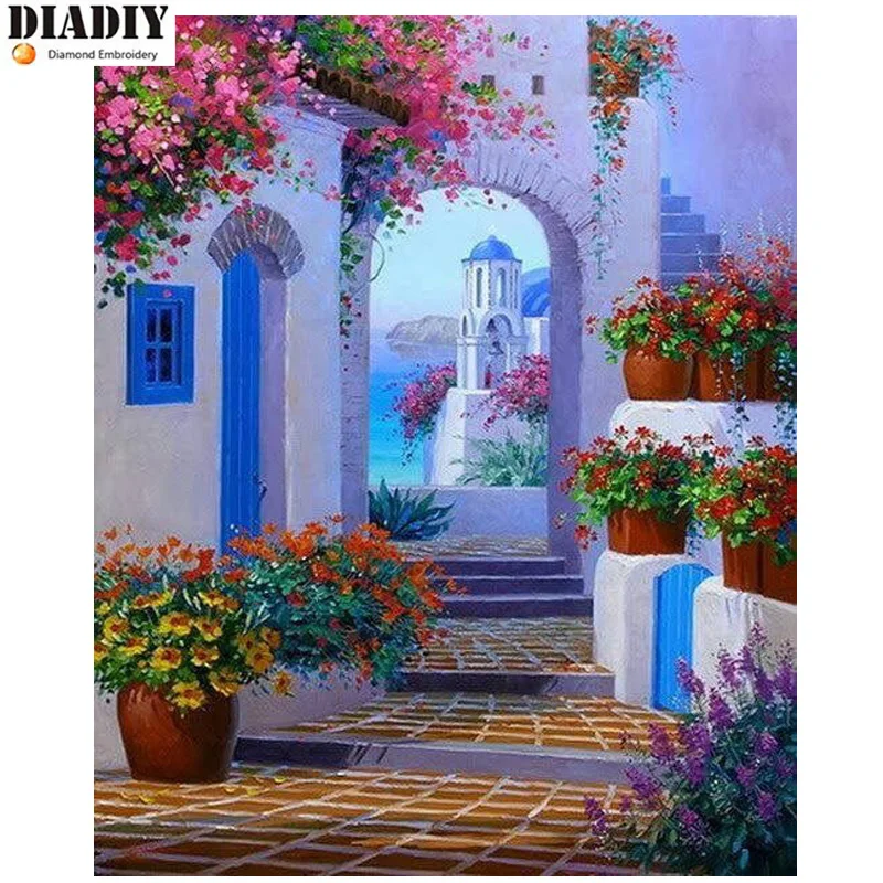 

5D Diy diamond painting cross stitch Santorin scenic Full Square&round Diamond embroidery Needlework Rhinestone Mosaic Crafts