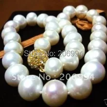 Подлинных 9-10 мм белый жемчуг ожерелье 1" модные ювелирные изделия