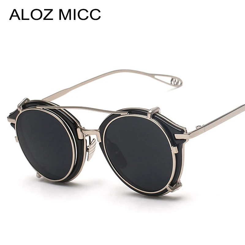 ALOZ MICC стимпанк Солнцезащитные очки мужские классические съемные линзы солнцезащитные очки Брендовые дизайнерские женские круглые очки UV400 Q437