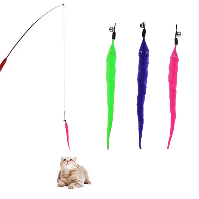 

Hoomall 1Pack Funny Cat Toys Interactive Elastic Rod Chick Home Pet Playing Toys With Bell Fishing Stick + Random Color Feather