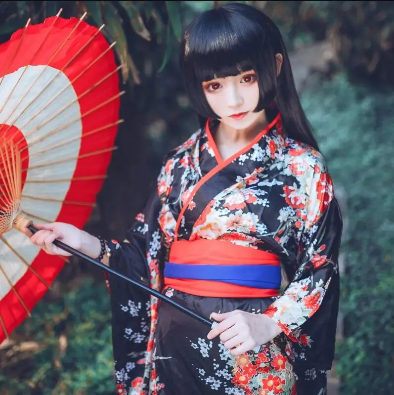 Женское кимоно Jigoku Shoujo Enma Ai униформа юката костюм для косплея| |